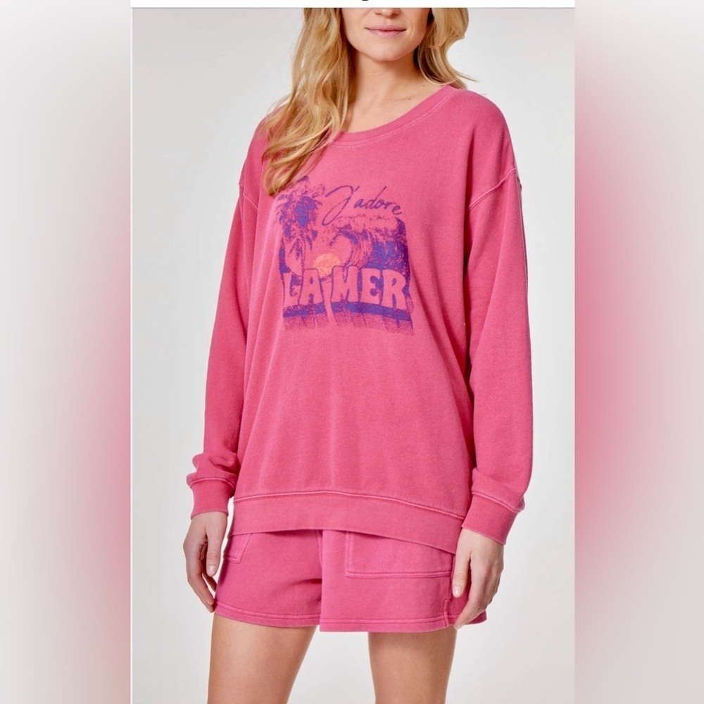 NWT C & C California Valley Sun Washed La Mer Oversized Terry Sweatshirt Size XL